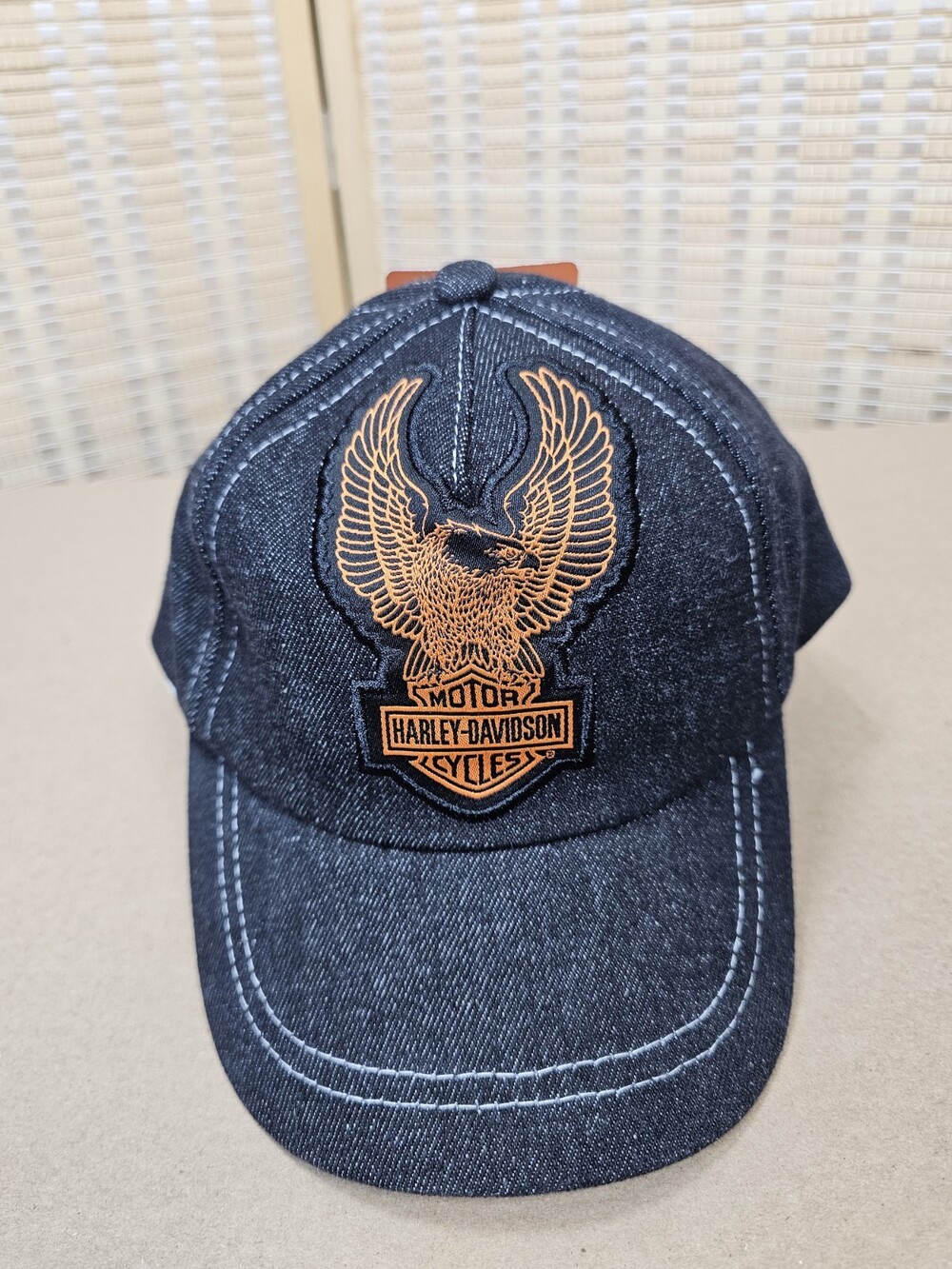 Harley-Davidson Toddler Hat 2-4T Black Denim Orange Eagle Patch